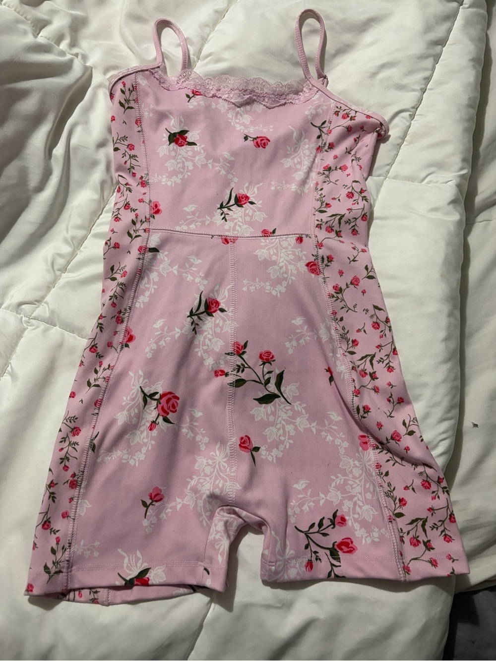 Wild Fable Pink Floral Lace Trim Romper - NWOT